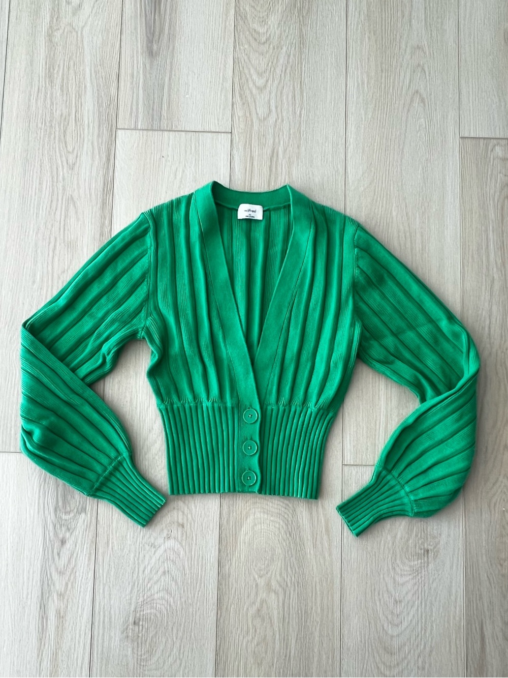 Wilfred Alien Green Ribbed V-Neck Button Cardigan XS